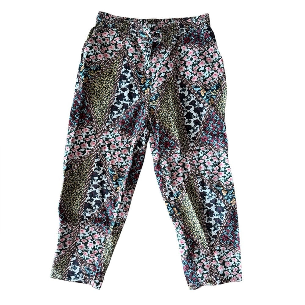 The Upside Pull On Pant Elastic Waist Casual Patchwork Multi Print Abstract Boho